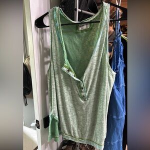 Free People Mint Green Striped Tank Top New never worn